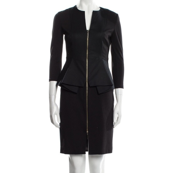 TED BAKER Black 'Jamtye' Structured Black Full 2-way Zip Dress SZ 3 = US 8 - Picture 2 of 13